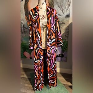 DVF Target Pink Orange Zebra Print Robe Diane von Furstenberg